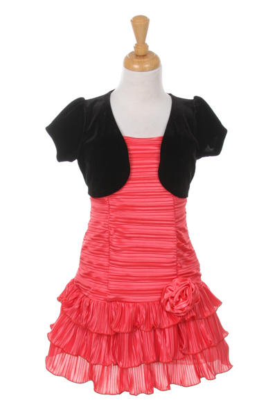 Shiny Pleated Bolero Party Dress by Cinderella Couture USA 1072J