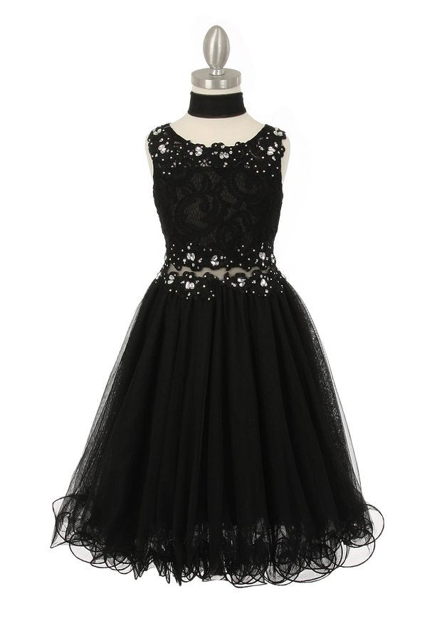 Rhinestone Lace Tulle Girl Party Dress by Cinderella Couture USA AS5010