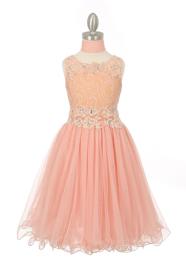 Rhinestone Lace Tulle Girl Party Dress by Cinderella Couture USA AS5010
