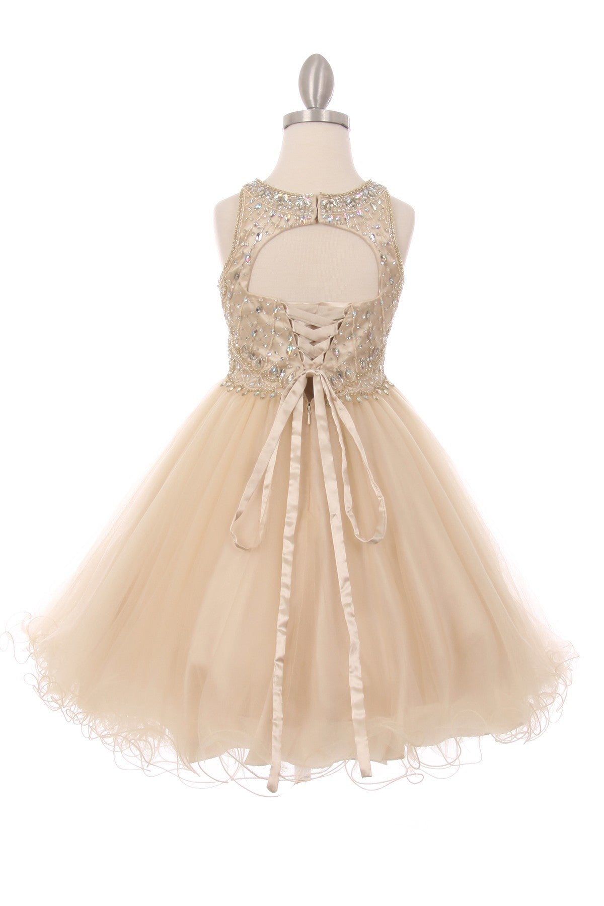 Big Girls Champagne Rhinestone Halter Neck Tulle Junior Bridesmaid Dress 20 Big Girls Champagne Rhinestone Halter Neck Tulle Junior Bridesmaid Dress 20