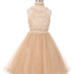 Halter Beaded Rhinestone Tulle Dress by Cinderella Couture USA 5040