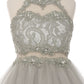 Halter Beaded Rhinestone Tulle Dress by Cinderella Couture USA 5040