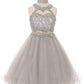 Halter Beaded Rhinestone Tulle Dress by Cinderella Couture USA 5040