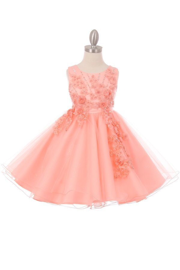 Pearl Beaded Floral Glitter Tulle Party Dress by Cinderella Couture US –  Ariststyles
