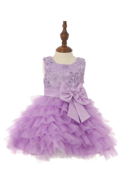 Lace Tulle Sequins Pearl Girl Baby Dress by Cinderella Couture USA AS9075B
