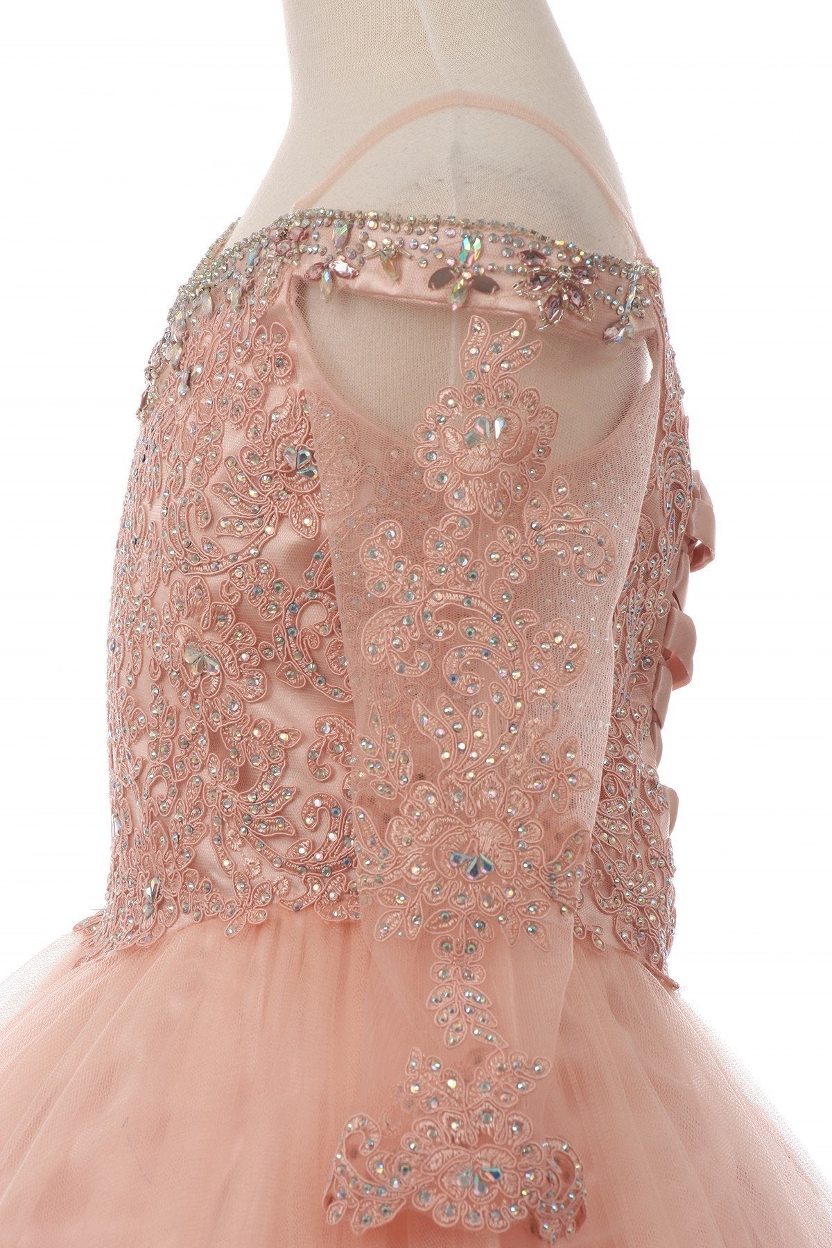 Little Girls White Off Shoulder Long Sleeve Rhinestone Pageant Dress 4