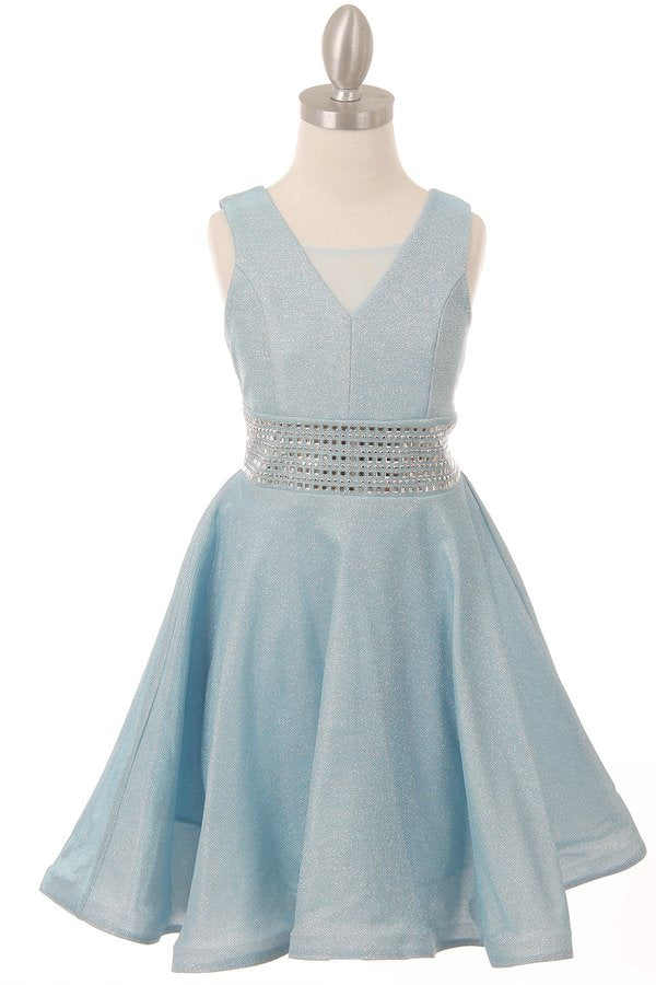 Cinderella Couture Little Girls Blue Sparkling Studs Flower Girl Dress - 4 Cinderella Couture Little Girls Blue Sparkling Studs Flower Girl Dress - 4