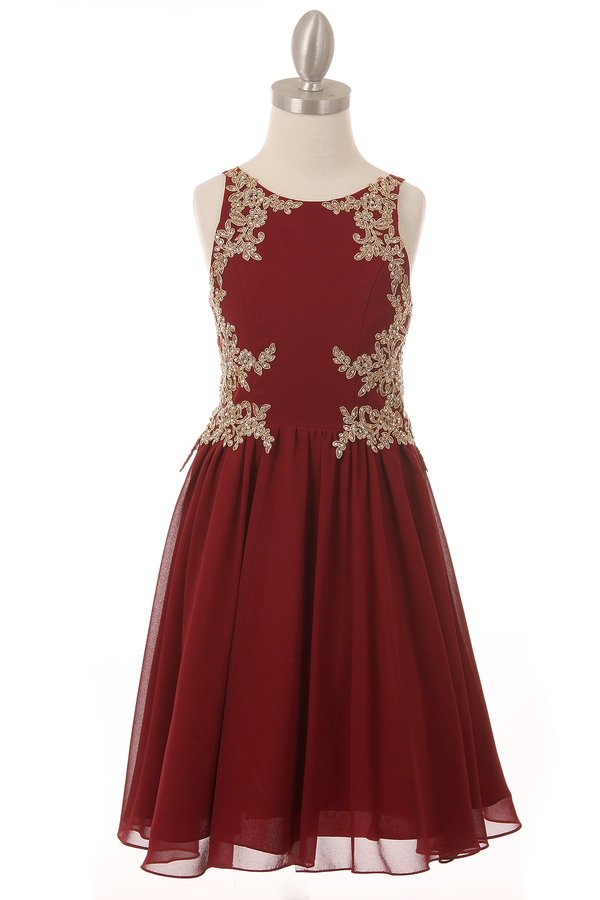 Chiffon Rhinestone Satin Party Dress by Cinderella Couture USA AS5069 4 / Burgundy