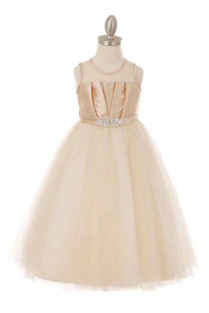 Sequin Soft Tulle Pleated Flower Girl Dress by Cinderella Couture USA AS5076