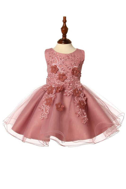 Beaded Floral Tulle Baby Dress by Cinderella Couture USA 9111B