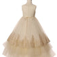 Metallic Gold Trim Flower Girl Dress by Cinderella Couture USA AS5099