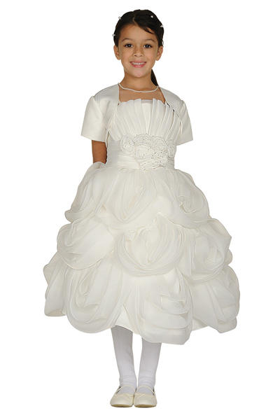 Satin Chiffon Flower Girl Dress by Cinderella Couture USA 62406B