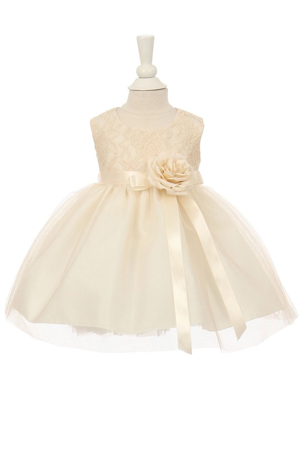 infant cream dress Hand Smocked Crinkle Muslin Baby Dress (Organic) main image 1