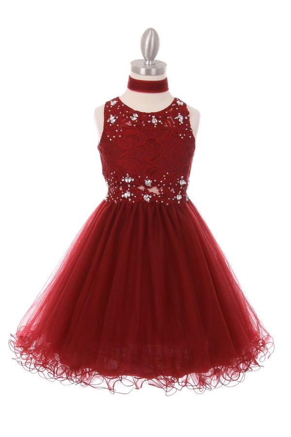 Rhinestone Lace Tulle Girl Party Dress by Cinderella Couture USA AS5010