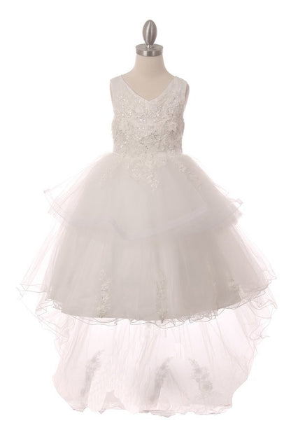 Sequin Pearl Beaded Tulle Girl Party Dress by Cinderella Couture USA AS9056