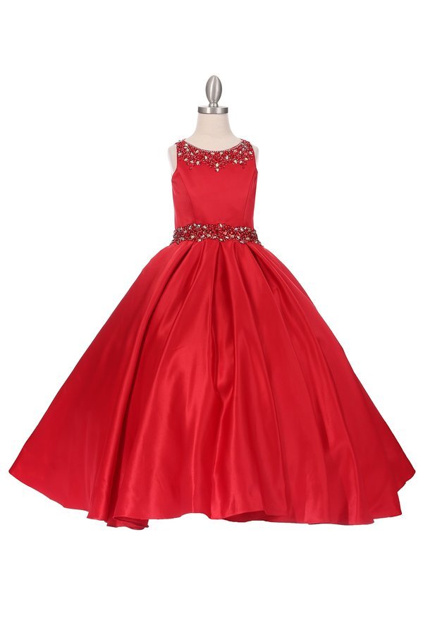 Beaded Bodice and Waist & Pleated Skirt Satin Girl Mini Quince by Cinderella Couture USA AS5047