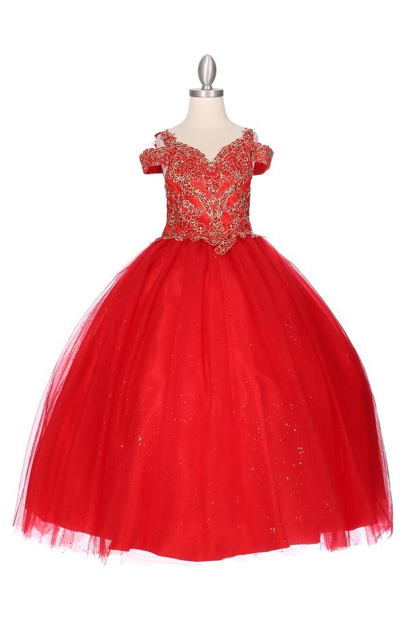 Off The Shoulder Rhinestone Lace Tulle Mini Quince by Cinderella Couture USA AS8028 14 / Red