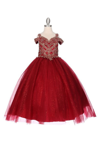 Off the Shoulder Rhinestone Lace Tulle Mini Quince by Cinderella Couture USA AS8028