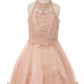 Halter Perl Beaded Mesh Satin Girl Party Dress by Cinderella Couture USA 8500