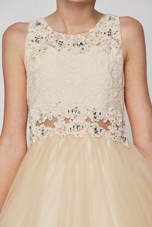 Rhinestone Lace Tulle Girl Party Dress by Cinderella Couture USA AS5010