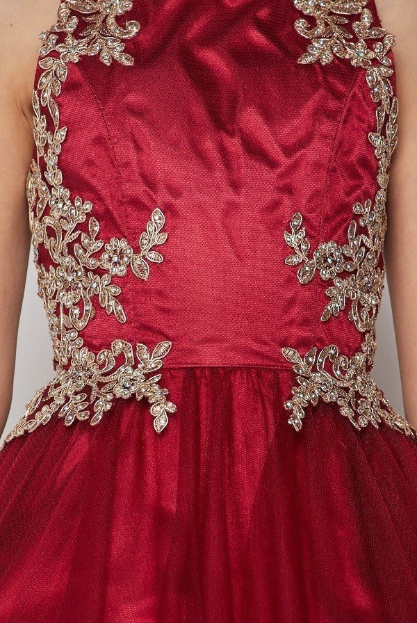 Blush Crystal Embroidered Pearls Junior Bridesmaid Dress Big Girls