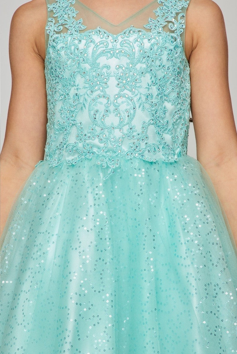 Sequins Tulle Girl Party Dress by Cinderella Couture USA 5088
