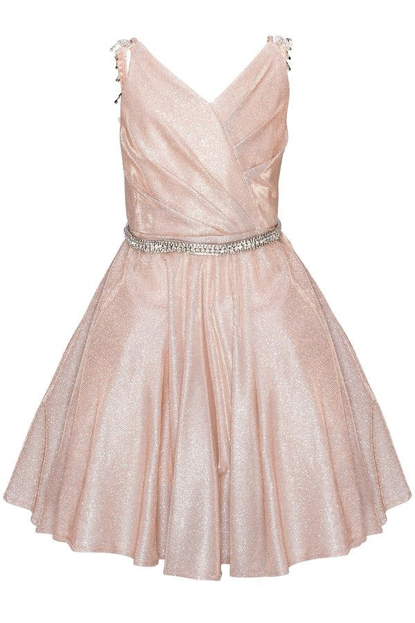 Rhinestone Glitter Metallic Girl Party Dress by Cinderella Couture USA 8014