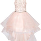 Halter Pearl Jewel Beaded Tulle Girl Party Dress by Cinderella Couture USA AS5101