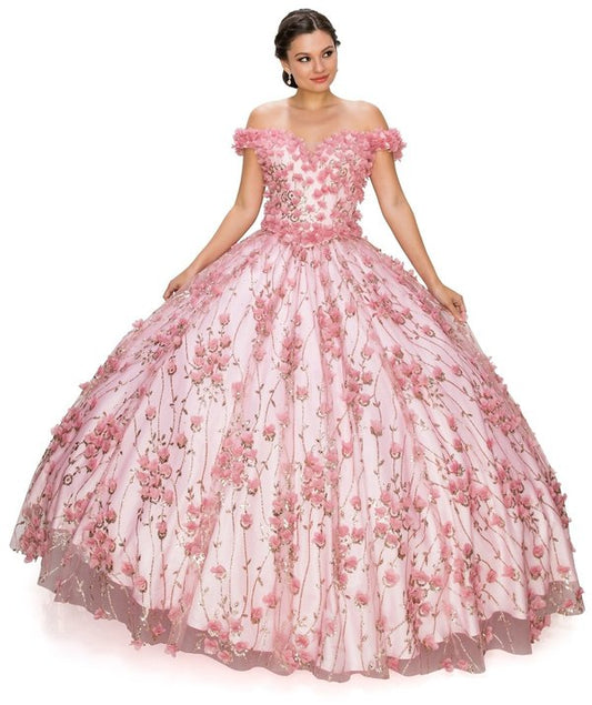 Off the Shoulder Lace Tulle Quinceanera Dress by Cinderella Couture USA AS8021J-DROSE