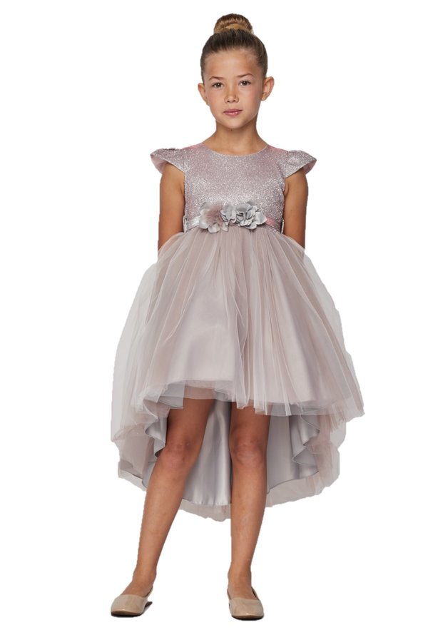 Cap sleeve Glitter Top, High Low Tulle Girl Party Dress by Cinderella Couture USA AS5072