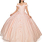 Off the Shoulder Floral Lace Tulle Quinceanera Dress by Cinderella Couture USA AS8020J-blush