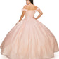 Off the Shoulder Floral Lace Tulle Quinceanera Dress by Cinderella Couture USA AS8020J-blush