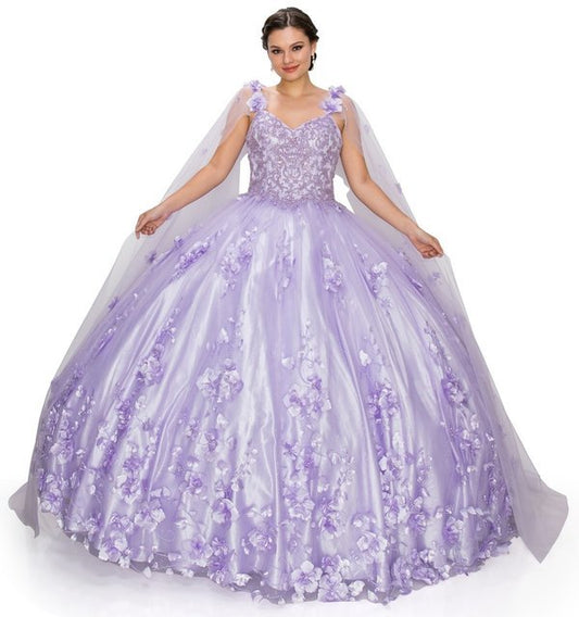 3D Stone/Pearl Embellishments floral Applique Quinceanera Dress by Cinderella Couture USA AS8030J