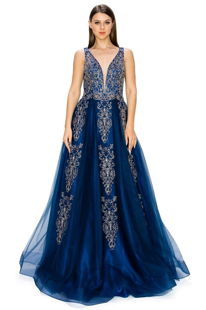 Navy Floral Glitter Tulle Dress by Cinderella Couture USA AS8029J-NAVY Ariststyles Navy Floral Glitter Tulle Dress by Cinderella Couture USA AS8029J-NAVY Ariststyles