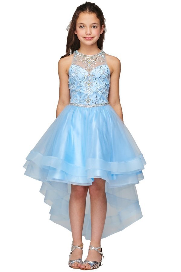 Halter Pearl Jewel Beaded Tulle Girl Party Dress by Cinderella Couture USA AS5101