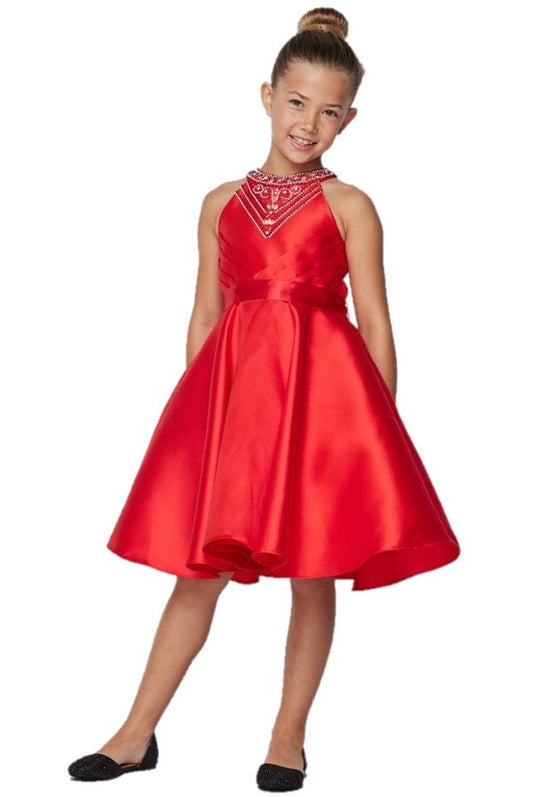 Halter Rhinestone Girl Party Dress by Cinderella Couture USA 5073