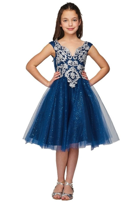 Silver Lace Tulle Party Dress by Cinderella Couture USA 5105
