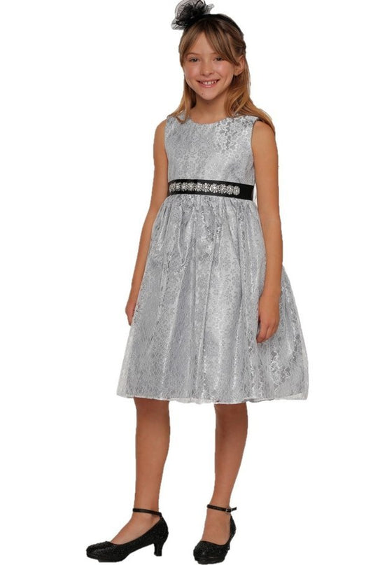 Rinestone Lace Taffeta Girl Party Dress by Cinderella Couture USA AS1132