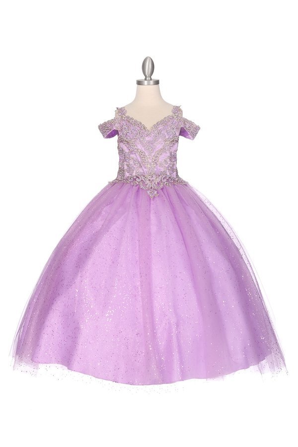 Off the Shoulder Rhinestone Lace Tulle Mini Quince by Cinderella Couture USA AS8028
