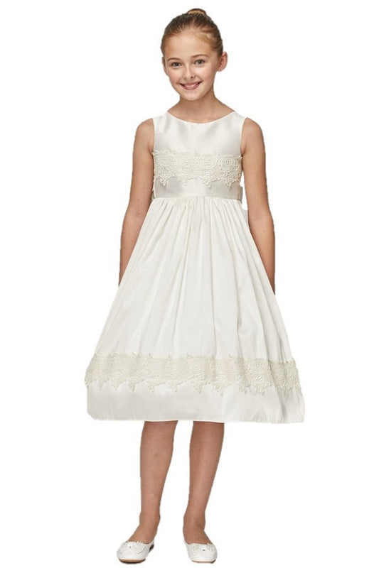 Dupioni Lace Flower Girl Dress by Cinderella Couture USA AS1234
