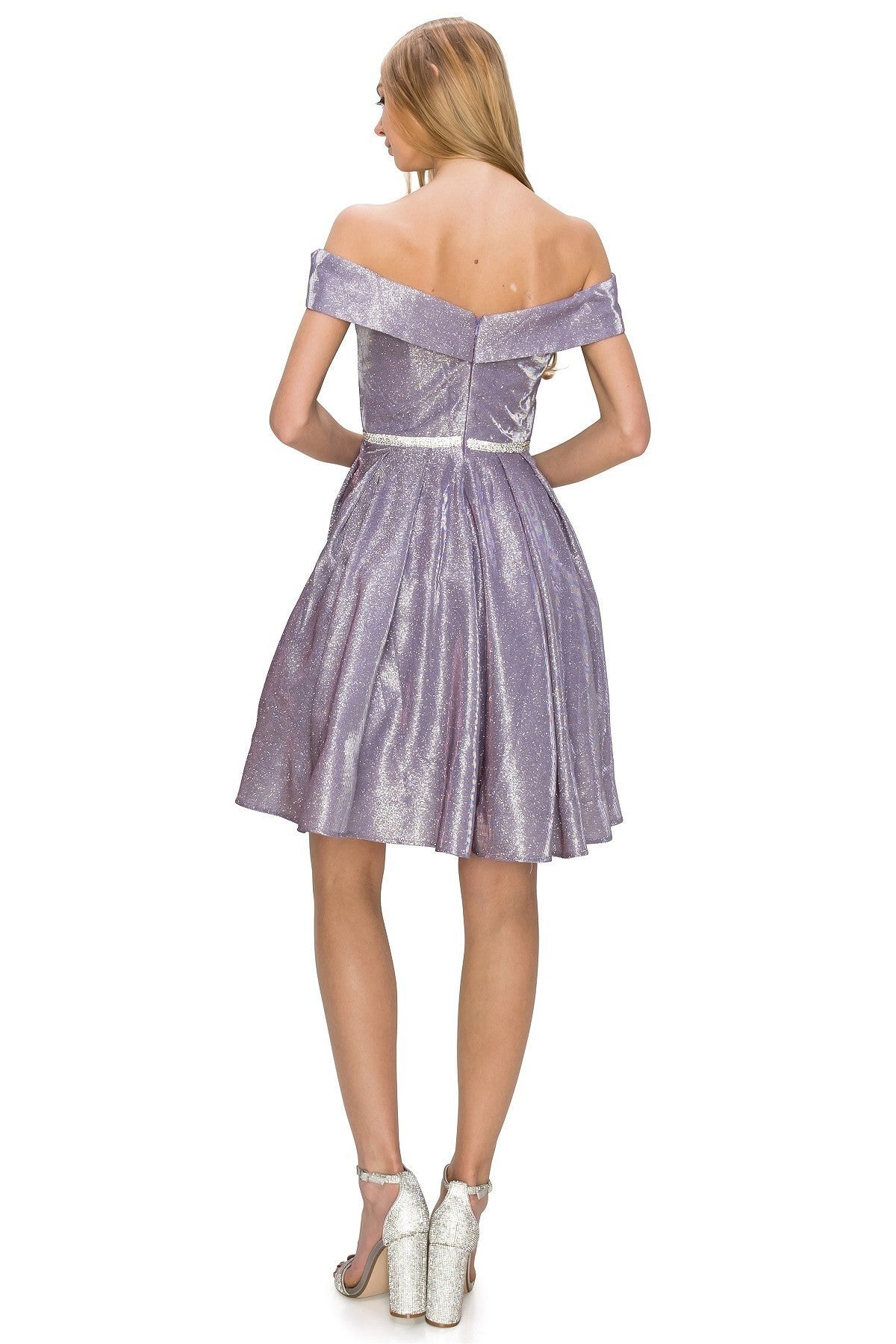 Estación pizarra emprender Vestido de fiesta corto con brillos y hombros descubiertos de Cinderella  Couture USA A – Ariststyles