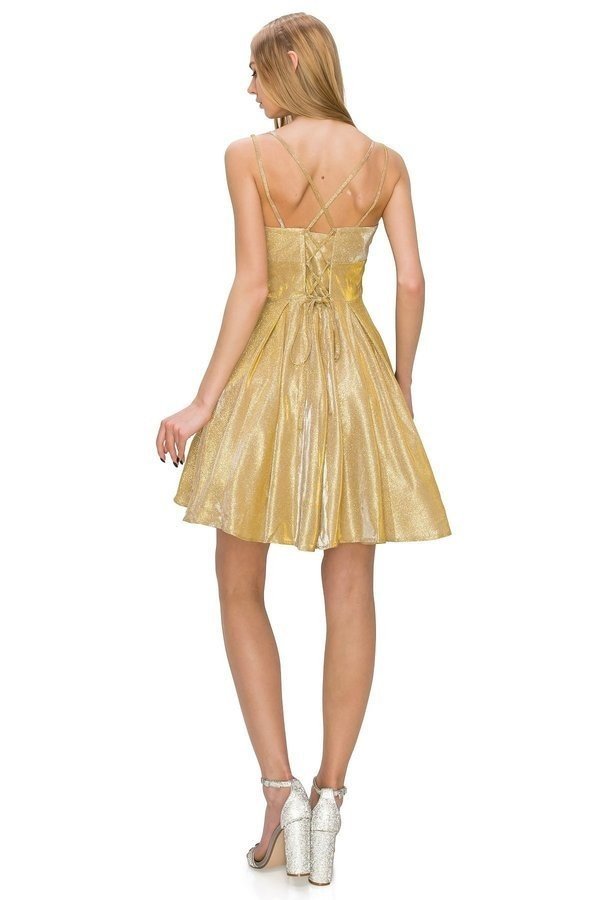 Metallic Short Party Dress by Cinderella Couture USA AS8011J-GOLD