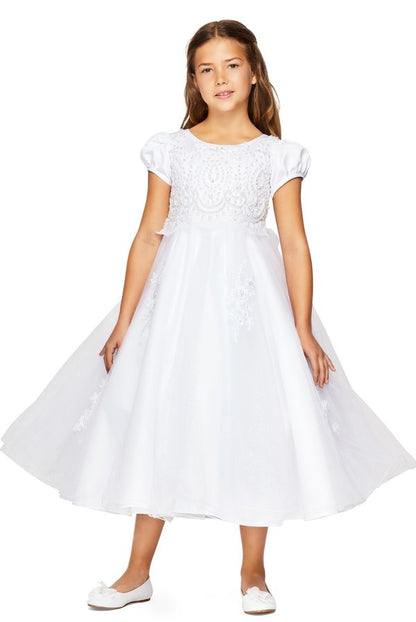 Floral Lace Cap Sleeves Tulle Flower Girl Dress by Cinderella Couture USA AS2011