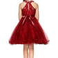 Halter Beaded Rhinestone Tulle Dress by Cinderella Couture USA 5040