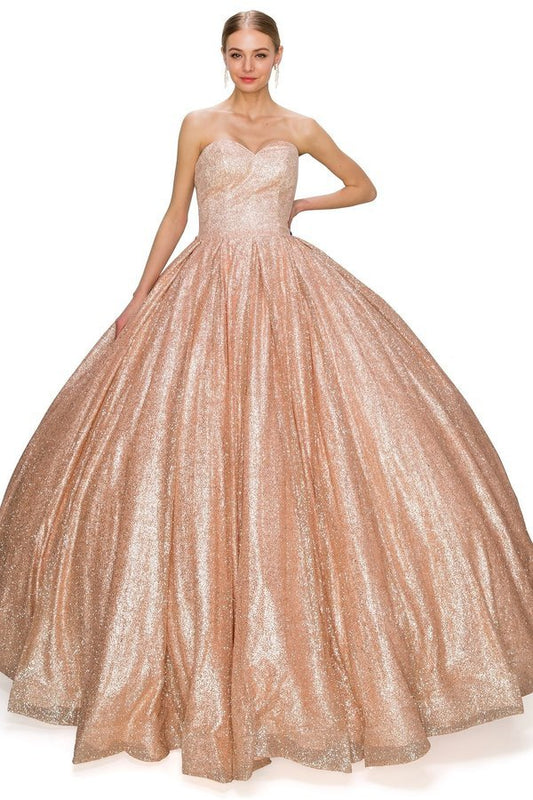 Cinderella Couture USA AS8010J-RG Shiny Metallic Quinceanera Dress