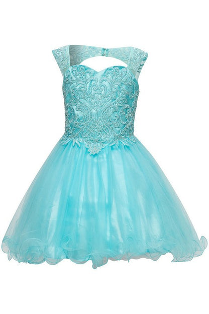 Lace Bead Tulle Satin Party Dress by Cinderella Couture USA AS5080