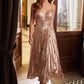 Tea-Length Sequins Dress by Cinderella Divine CH189S -- SHORT