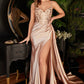 Champagne Beaded Lace Satin Gown CDS418 - Women Evening Formal Gown - Special Occasion-Curves