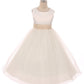 Champagne Girl Dress - Ivory Satin Sash Bow Girl Dress - AS411 Kids Dream