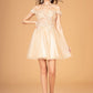 Champagne Off Shoulder Sweetheart Neckline Babydoll Short Dress GS3096 - Women Formal Dress - Special Occasion-Curves